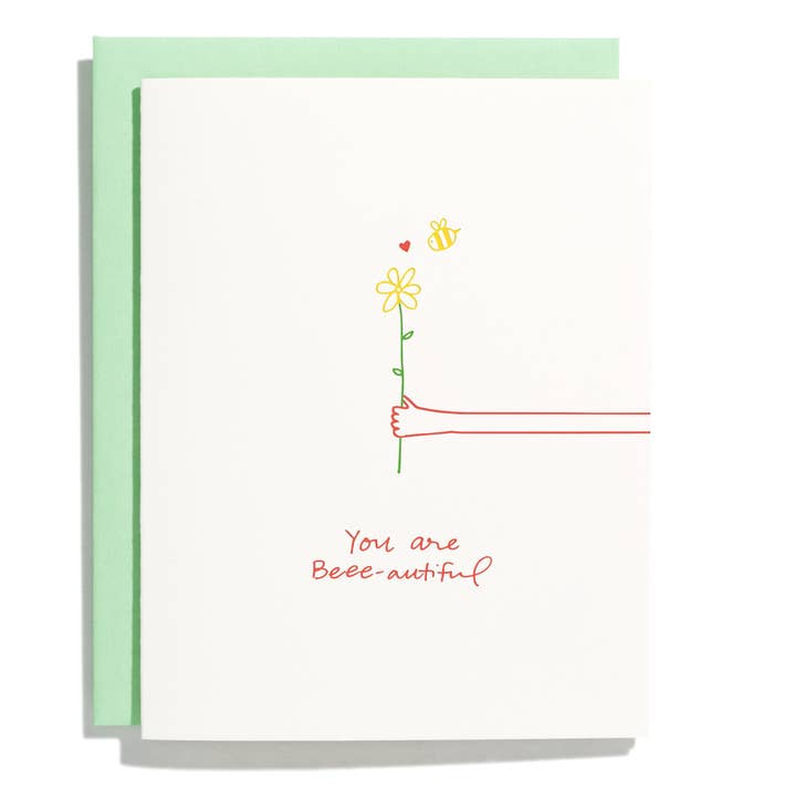 You Are Beee-autiful - Letterpress Greeting Card for wholesale by Shorthand Press