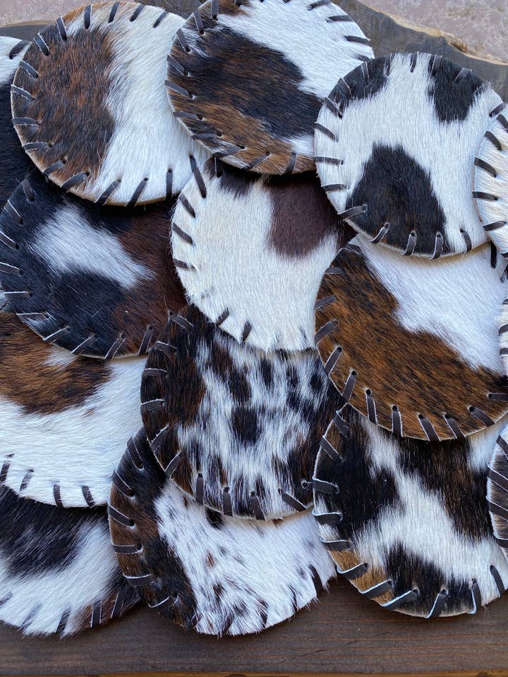 Cowhide Coasters for wholesale by Westernwinds.co