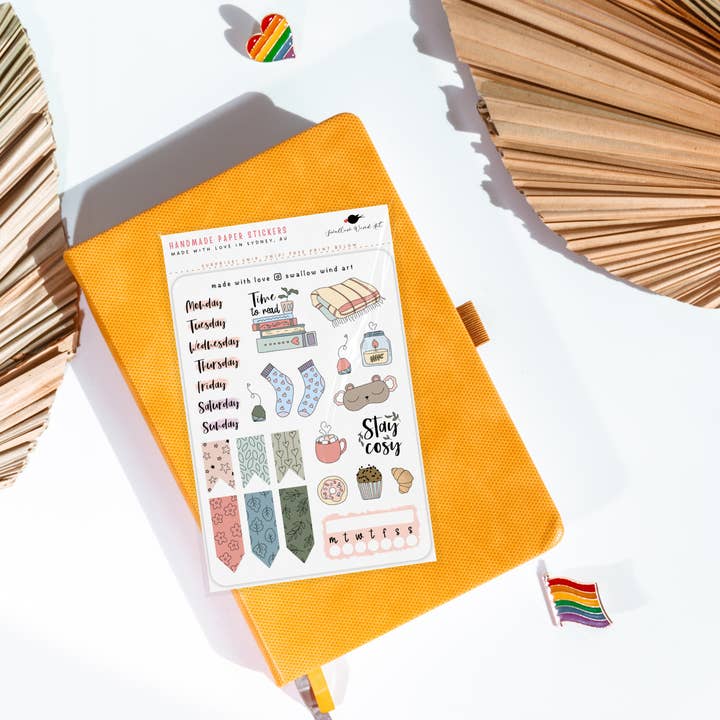 Swallow Wind Art - Wholesale Sticker - Sticker Sheet - Cosy Feels Winter Weekly Kit1