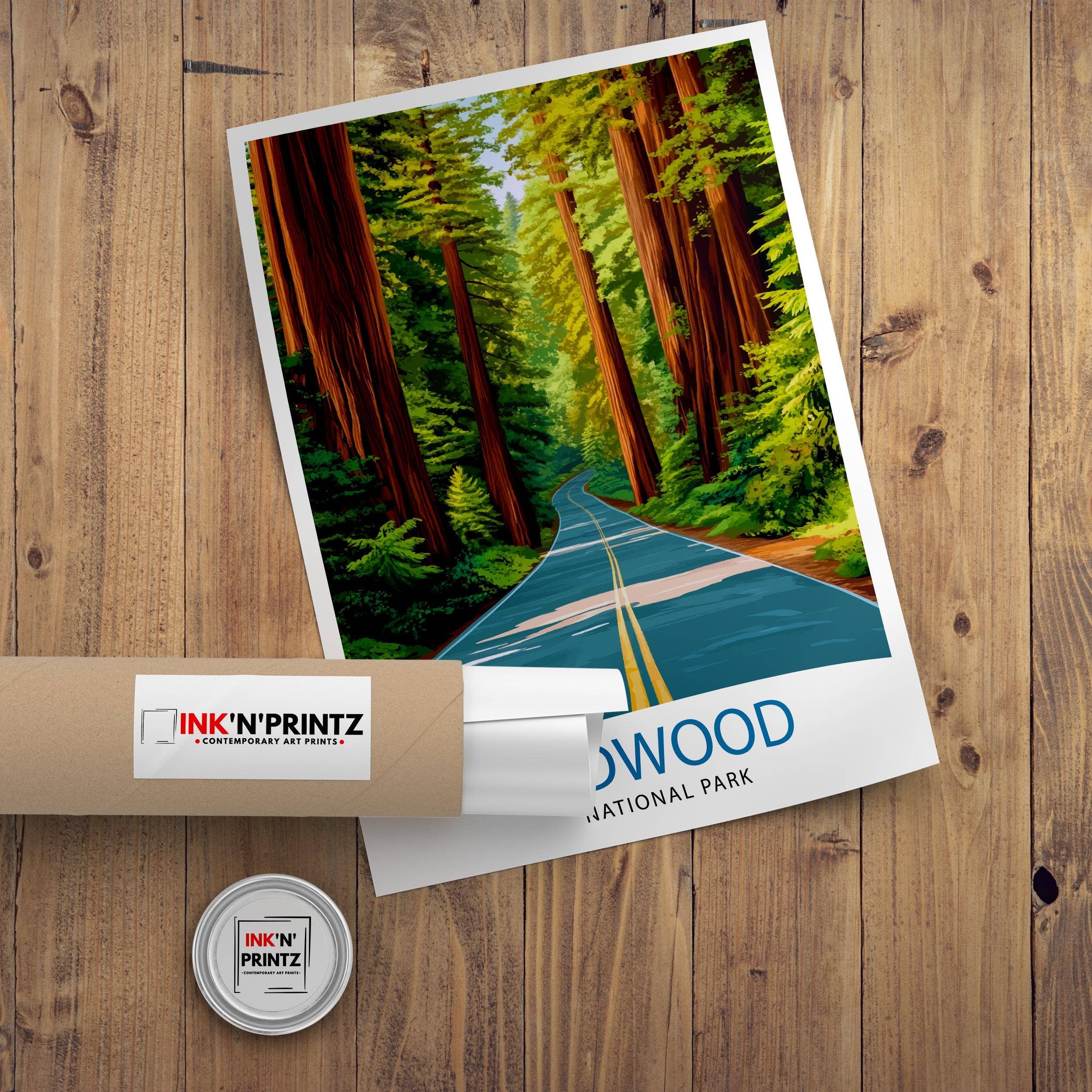 InkNPrintz – wholesale Art print – Redwood National Park California Travel Poster8