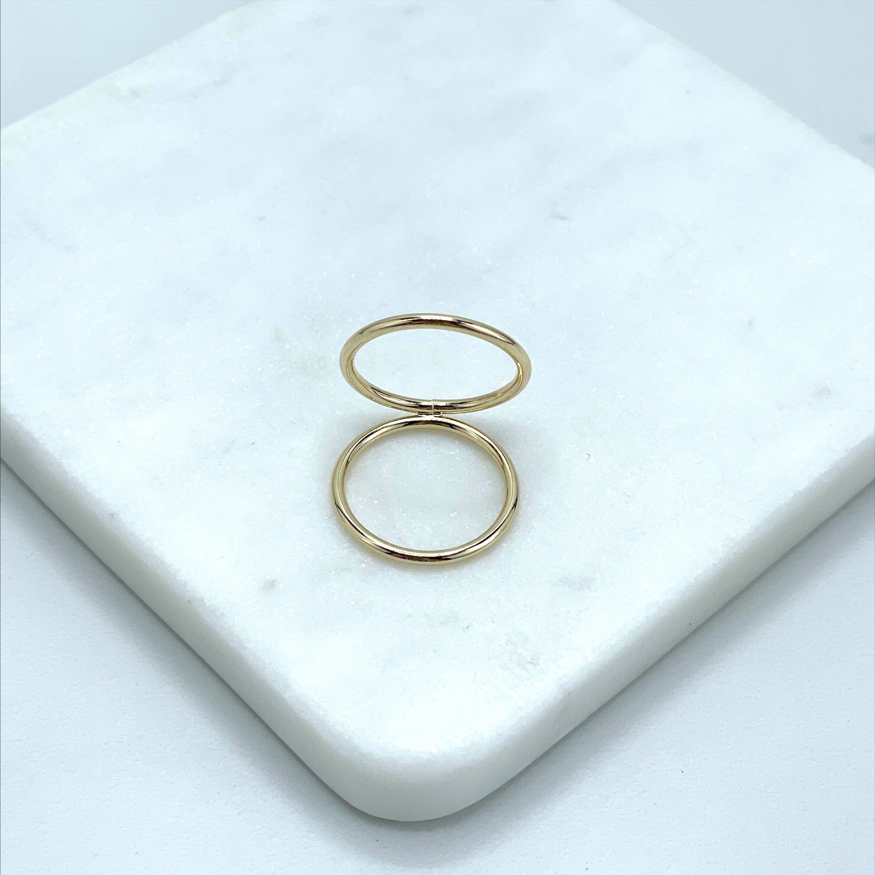 DIJU Jewelry - Wholesale Band/Stacked Ring - 18k Gold Filled Double 2-1 Simulated Stackable Ring3