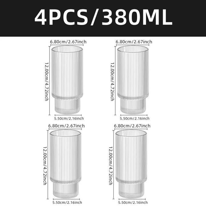 BRECK + FOX - Wholesale Cocktail/Liquor Glass - Ribbed Glasses 4-Piece Set5