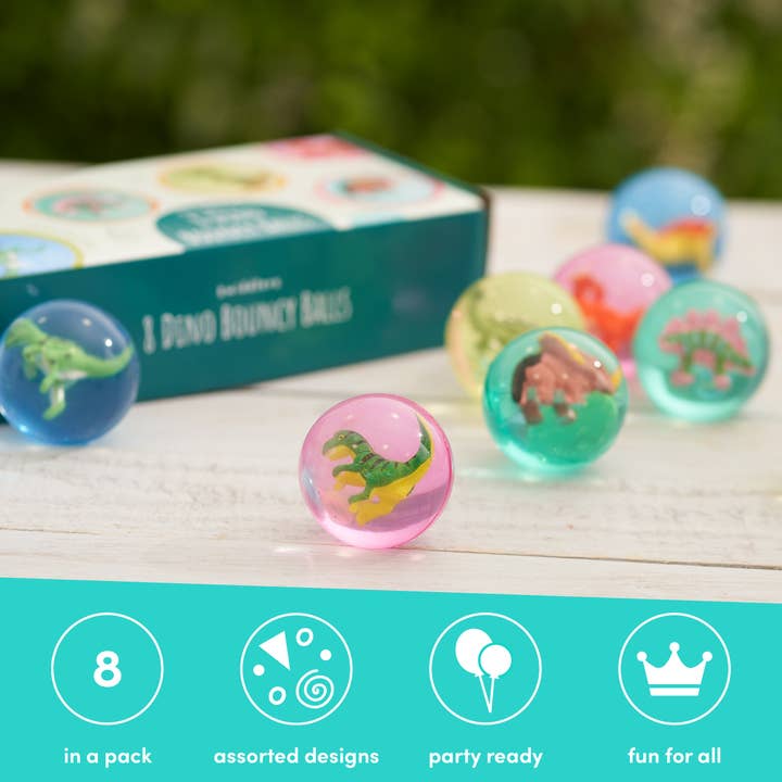 The Twiddlers - Wholesale Sensory Ball - Baby - 8 Dinosaur Bouncy Rubber Balls (4.5cm)