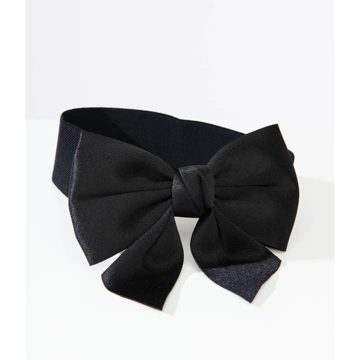 Unique Vintage - Wholesale Belt - Women's - Unique Vintage 1950s Black Bow Cinch Belt