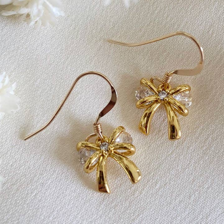 Dainty Bow Earrings for wholesale by Wisteria London Ltd