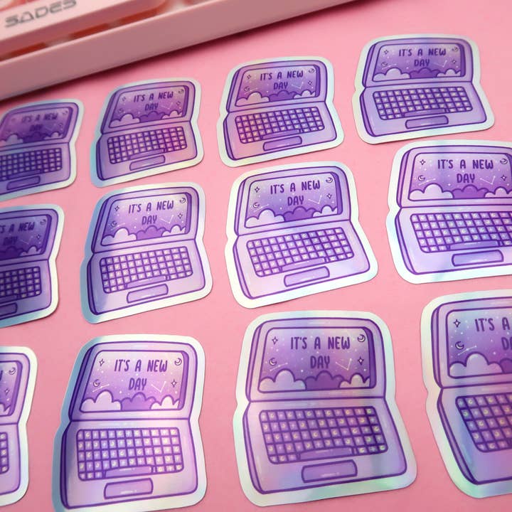 RebelJones - Wholesale Sticker - It's a New Day, Holographic Laptop Sticker