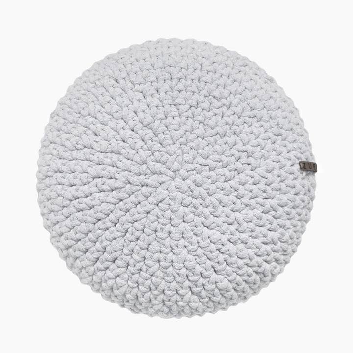 Crochet round cushion | LIGHT GREY for wholesale by Zuri House
