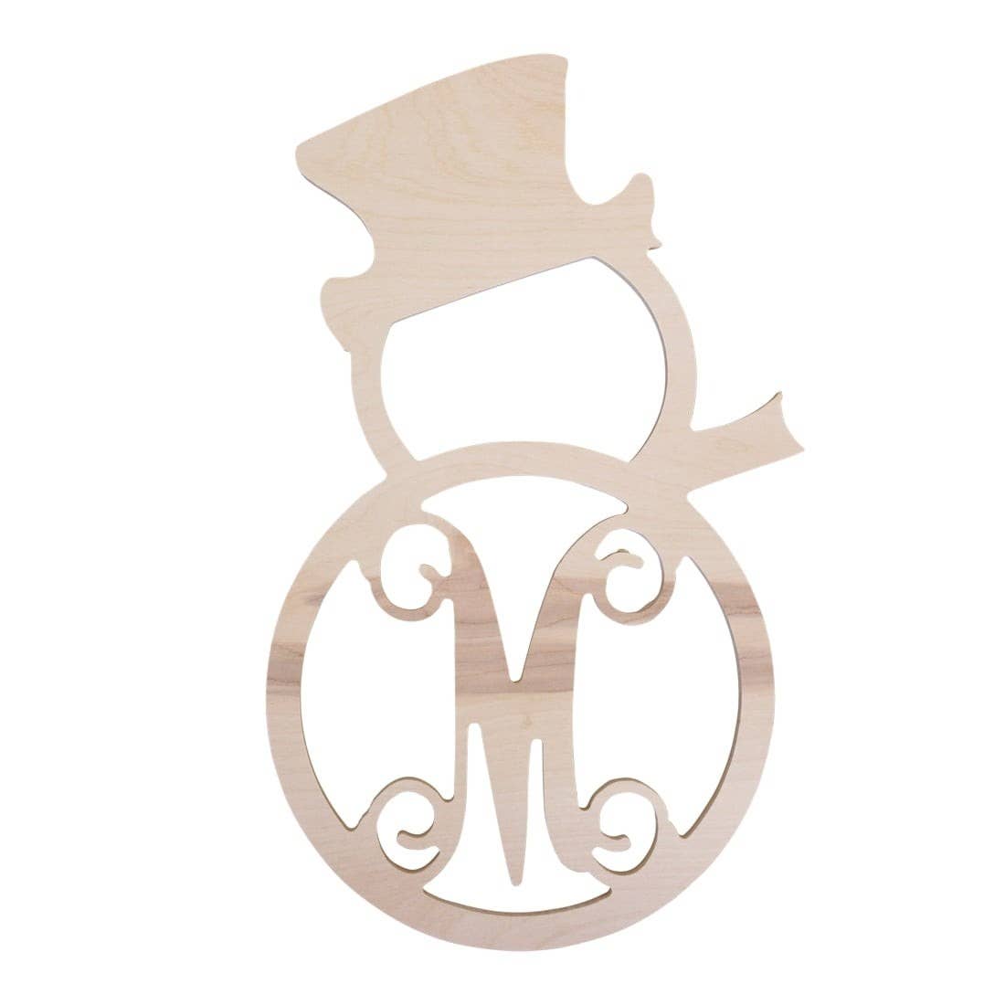Wholesale Boutique - Wholesale Wall Sign - Snowman Wood Monogram - Single Initial0