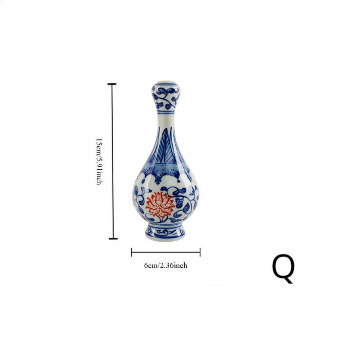 Gohobi (We cover U.S. import duties) - Wholesale Vase - Gohobi Hand-painted Blue and White Porcelain Vase (Red Flowers)16