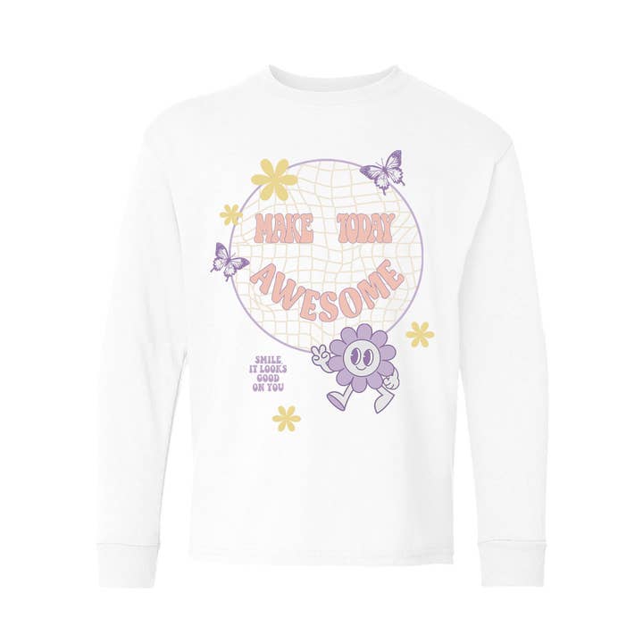 Crianças Make Today Impressionante De Manga Comprida Tee-White-Girls, Menino por atacado de Port 213
