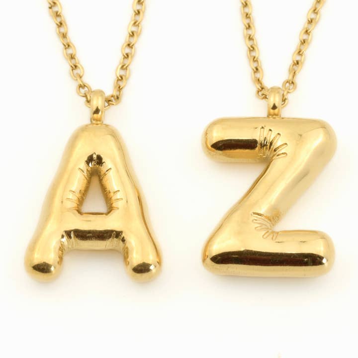 Molten Initial Necklace - Balloon Letter Pendant Necklace for wholesale by Blueyejewelry