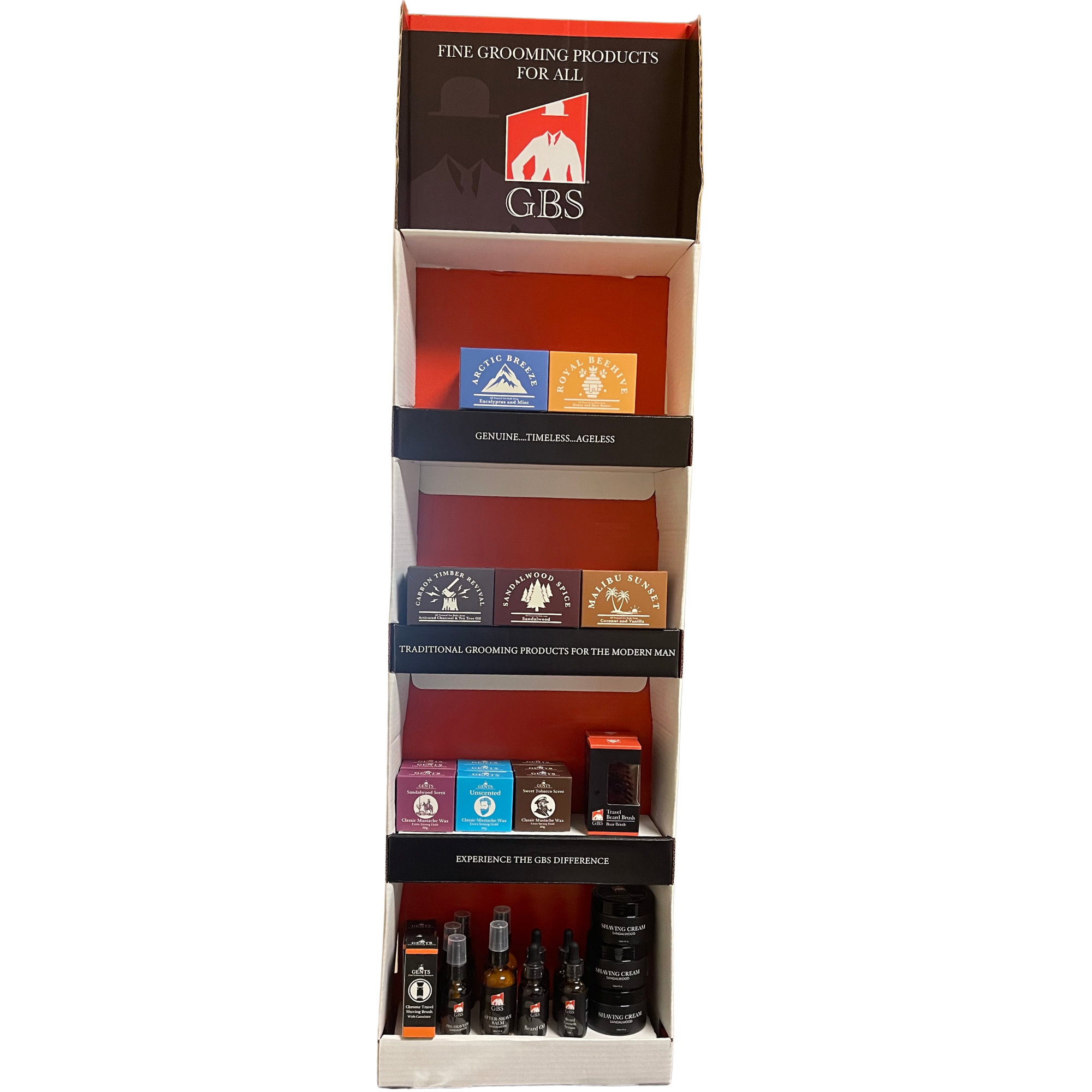 GENTS FINE GROOMING PRODUCTS - Wholesale Retailer Display - Beauty & Wellness - G.B.S Floor Display Shipper2