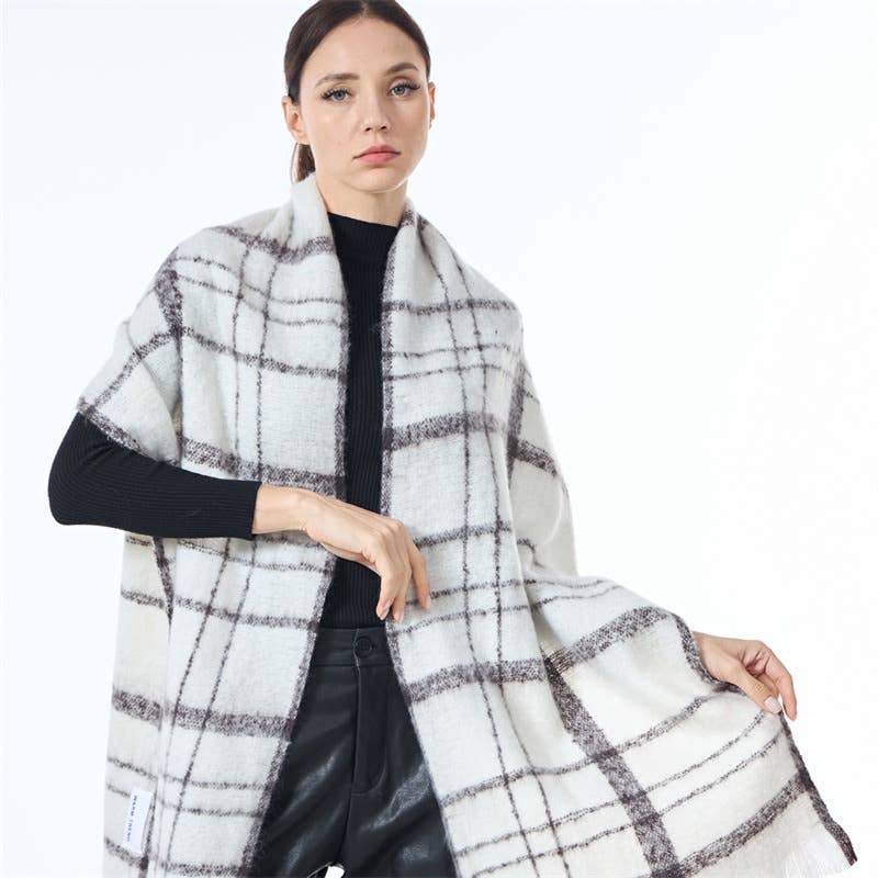 Sweetkama - Wholesale Scarf - Women's - Unisex Color Block Plaid Everyday Scarf SKAS42001