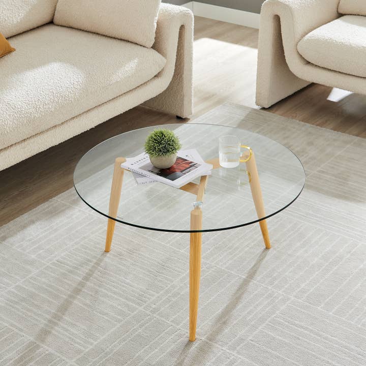 Danya B - Wholesale Coffee Table - Van Beuren Glass Coffee and Side Table Set with Taper Legs15