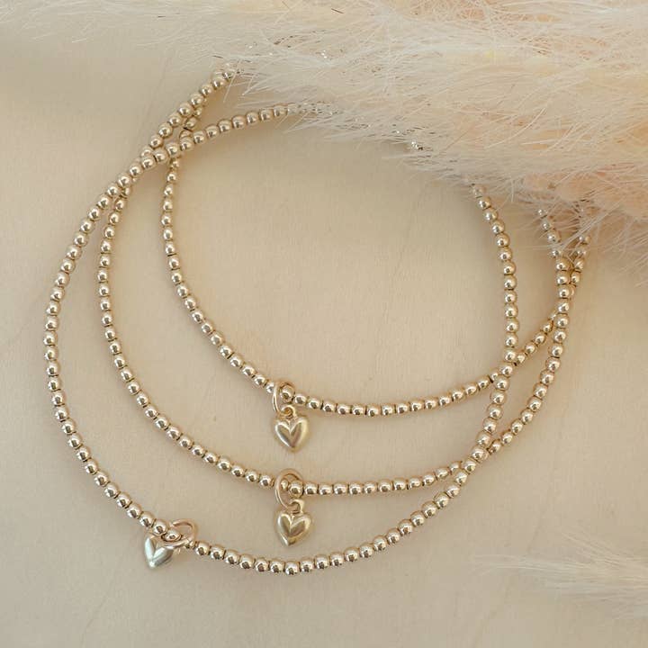 Tiny Heart Charm Bracelet for wholesale by Amethyst and Opal