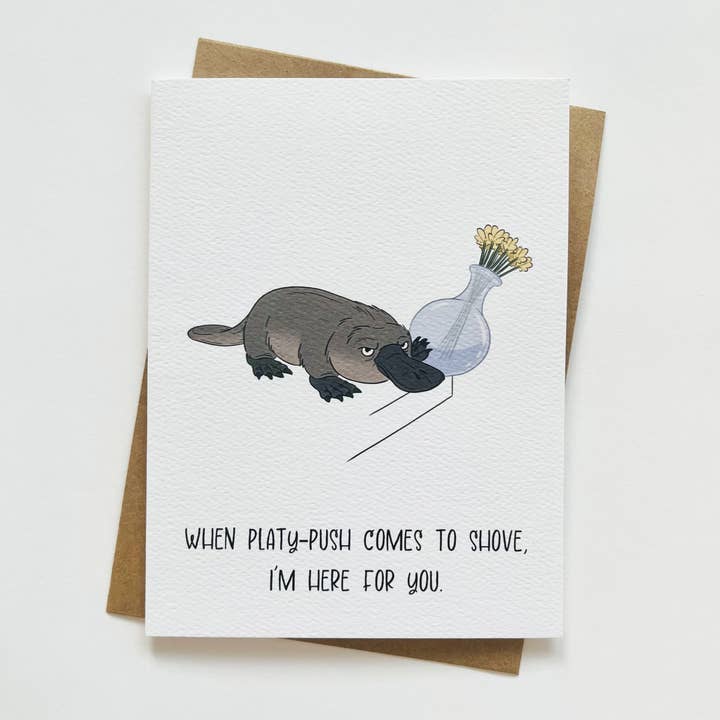 Funny Platypus Get-Well-Soon/Sympathy Greeting Card for wholesale by Little Cowboy Cards