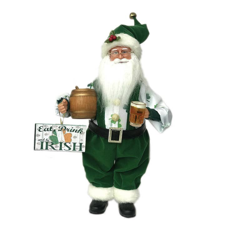 15" Eat, Drink & Be Irish Santa for wholesale by Santa’s Workshop Inc.