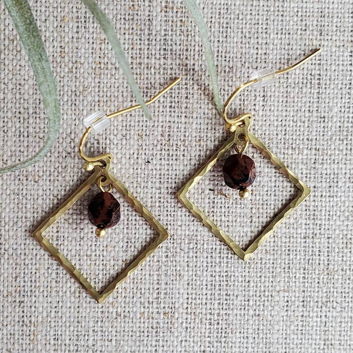 Boucles d'oreilles Eva - Obsidienne acajou pour la vente par MAJ