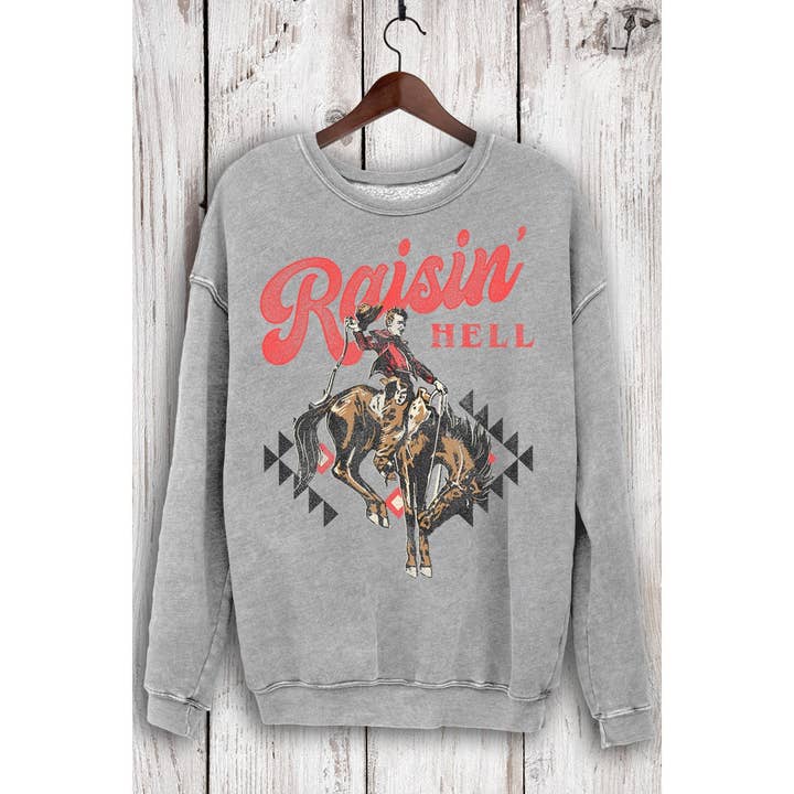 HRTandLUV - Wholesale Graphic Sweatshirt - Women's - RAISIN HELL MINERAL SWEATSHIRTS
