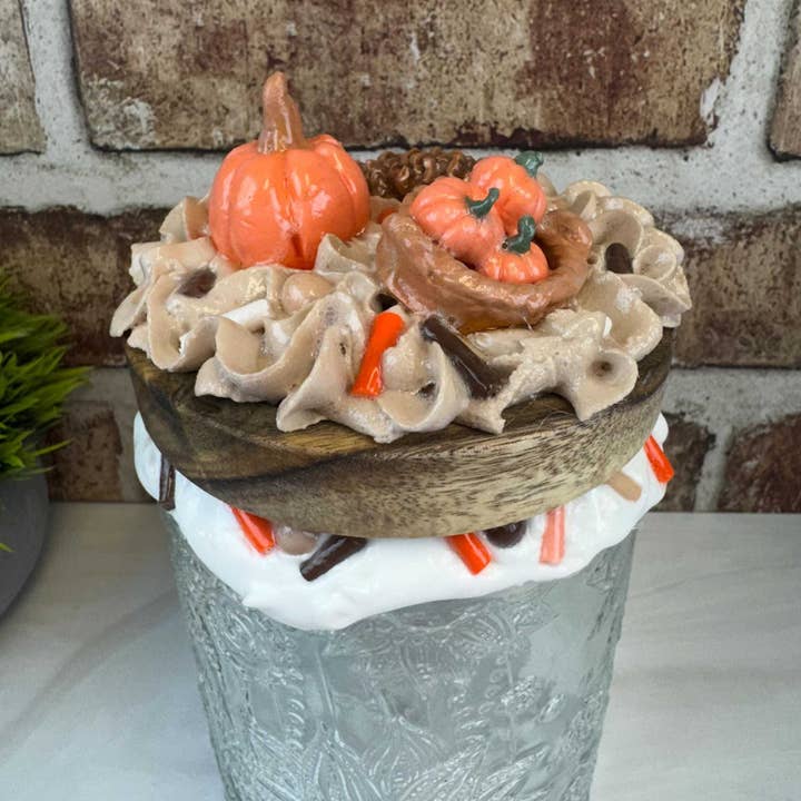 Pumpkin Treat Jar - Whimsical Sprinkles and Whipped Topping Design for wholesale by Dandi Creations