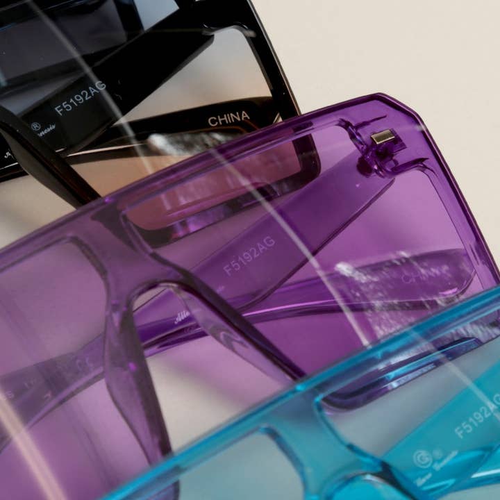 ASSORTED COLOR Unisex Transparent Flat Top Shield Sunglasses for wholesale on Faire