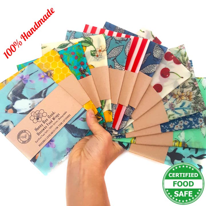 HANDMADE Single Large (12x12in) Beeswax Wraps|Mixed Pattern for wholesale by Honey Bee Good