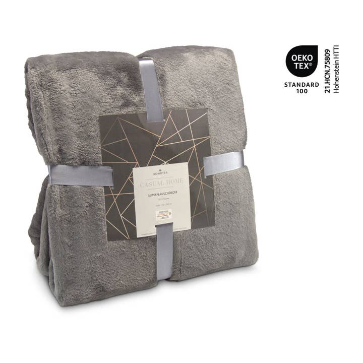 Manta super suave gris – 150 x 200 cm, 320 g/m² para venta al por mayor de ROEMER WELLNESS