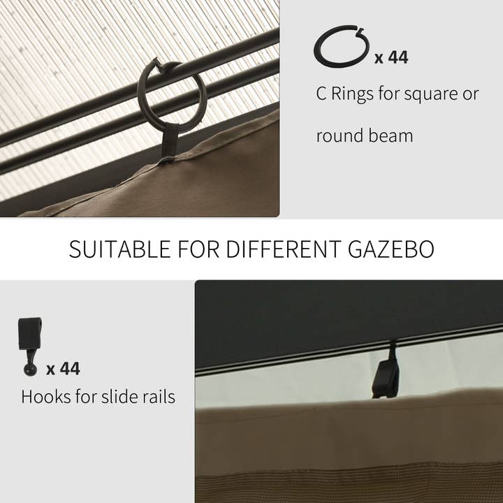 39F Inc. - Wholesale Outdoor Ornament/Decor - 10x12ft Gazebo Sidewall Curtain Set with Hooks Brown3