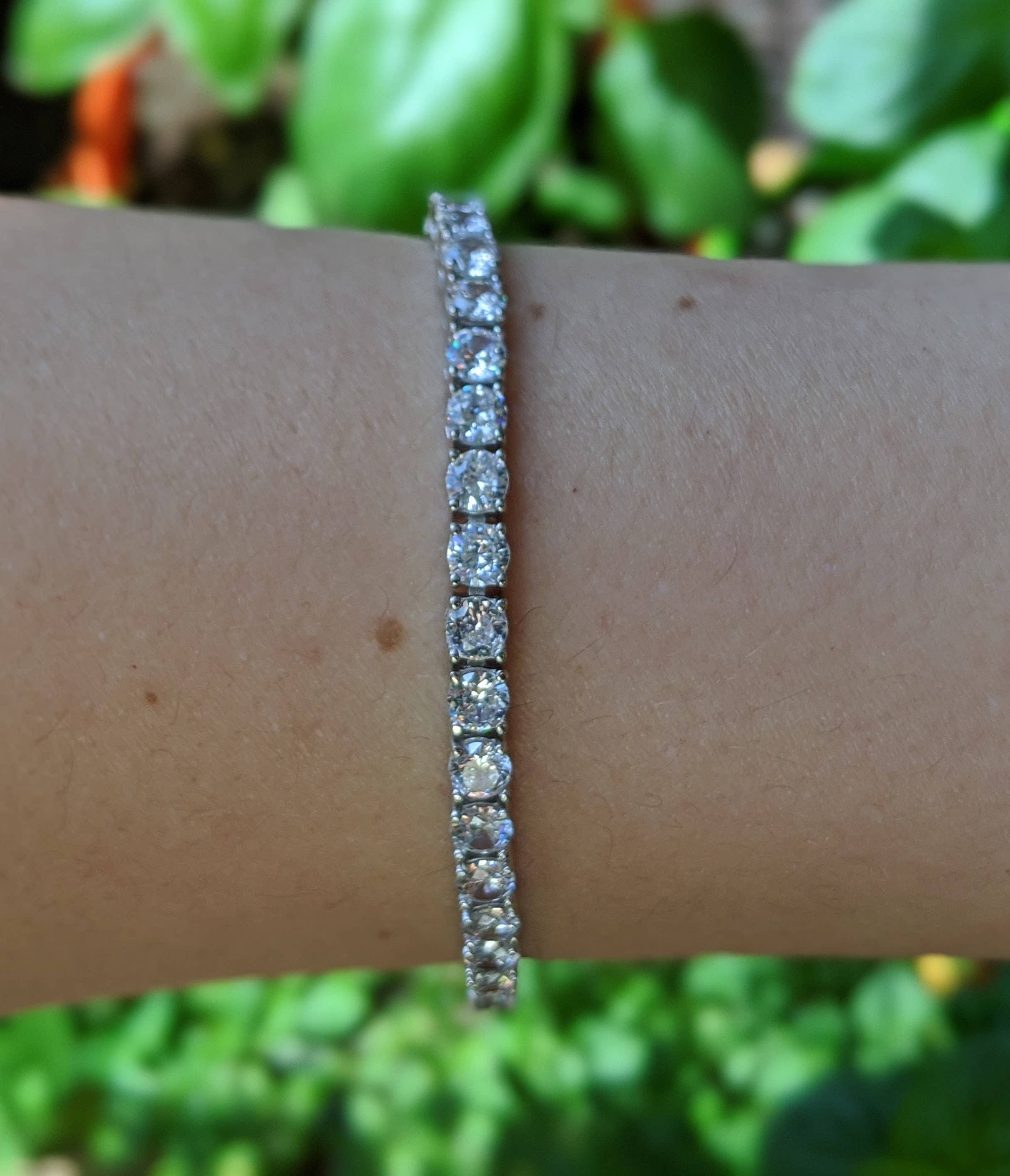 TwoBirch - Wholesale Tennis Bracelet - White Gold Plated Moissanite Tennis Bracelet, Various Sizes6