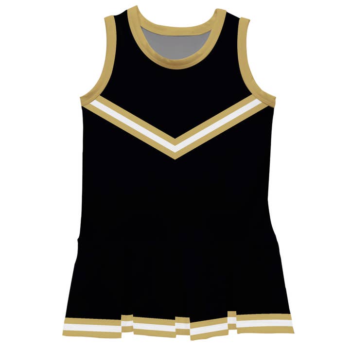 Vive La Fete - Wholesale Dress - Kids - Black & Gold Sleeveless Cheerleader Dress
