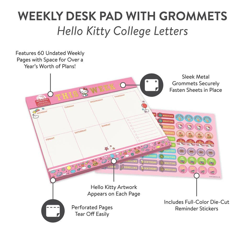 Studio Oh! - Wholesale Desk Pad - Hello Kitty College Letters Weekly Desk Pad10