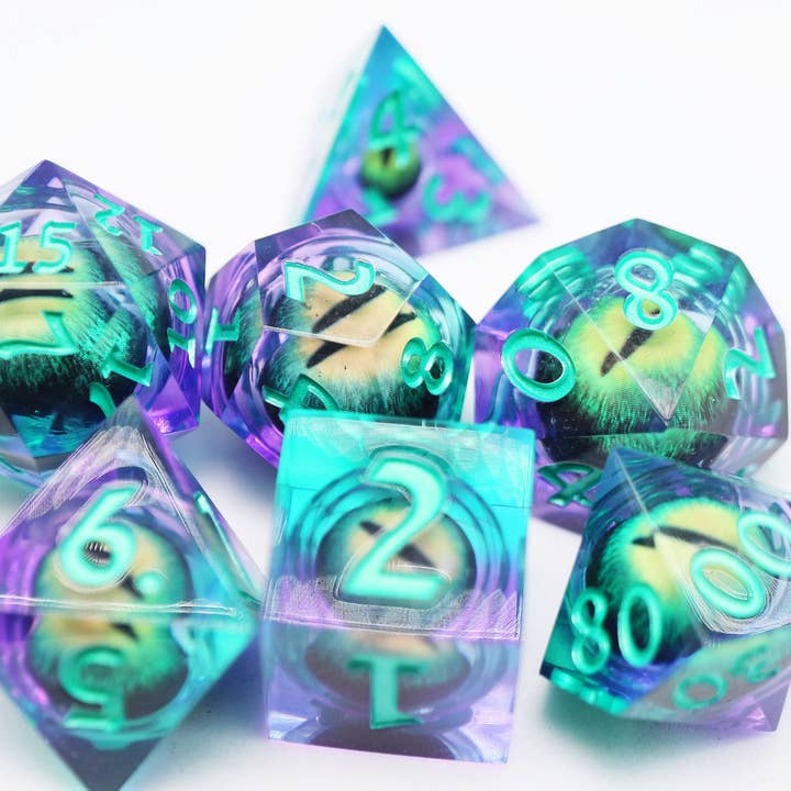 Foam Brain Games - Wholesale Dice - Sharp Edge Moving Eye RPG Dice Set - Enchanted Cyclops