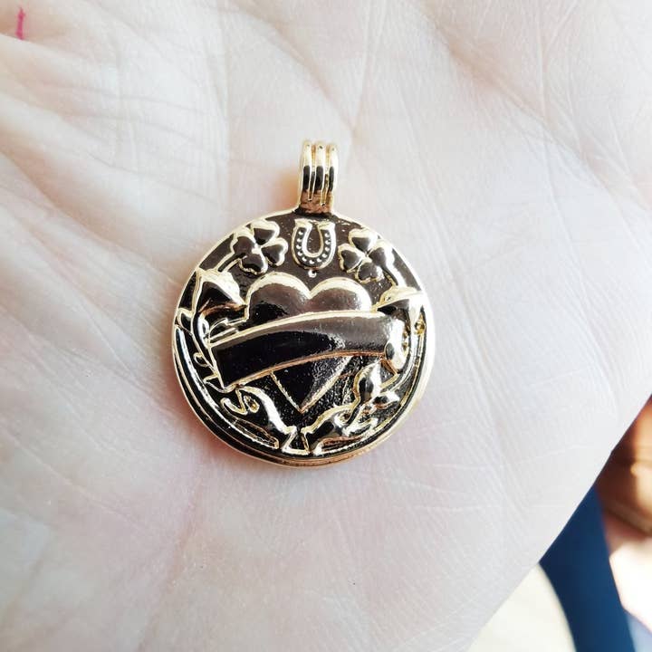 18K Gold Filled Good Luck Love, Lucky Four Leaves Clover, Horseshoe, Beautiful Rose Flower Charm Bail Bracelet Necklace Jewelry Making D-493 for wholesale by Aim Eternal