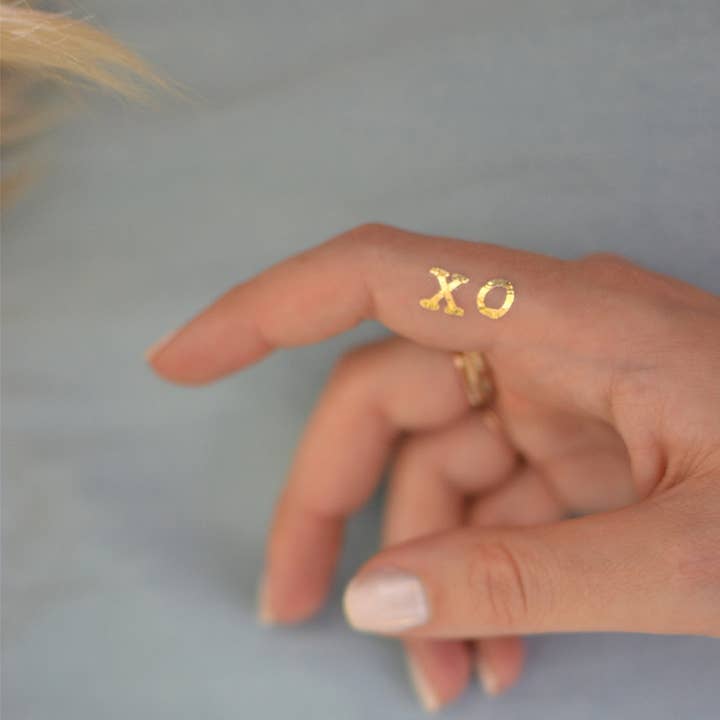 Flash Tattoos - Wholesale Temporary Tattoo - XO metallic gold Temporary Tattoo - Valentines Day