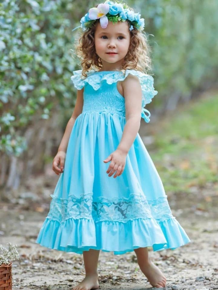 Mia Belle Girls • Wholesale - Wholesale Dress – Kids - Lace & Ruffles Pastel Maxi Dress7