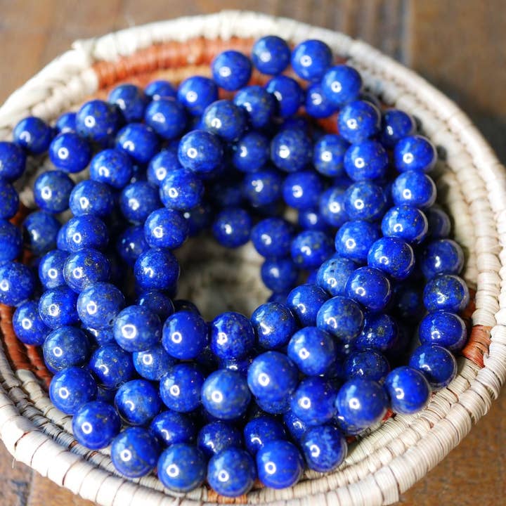 Superior Stones & Gifts INTL LLP - Venta al por mayor Pulsera de cuentas - Pulsera elástica con piedras preciosas de primera calidad, lapislázuli de grado AA natural