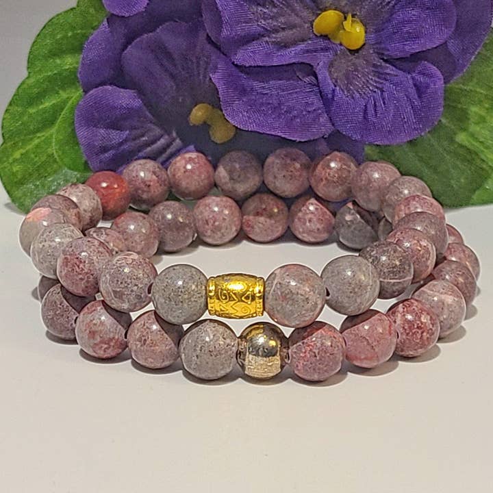 Lepidolite Gemstone Bracelet | Beaded Stretch Bracelet | Nurturing, Calming, Peace for wholesale by Alora Boutique Inc.