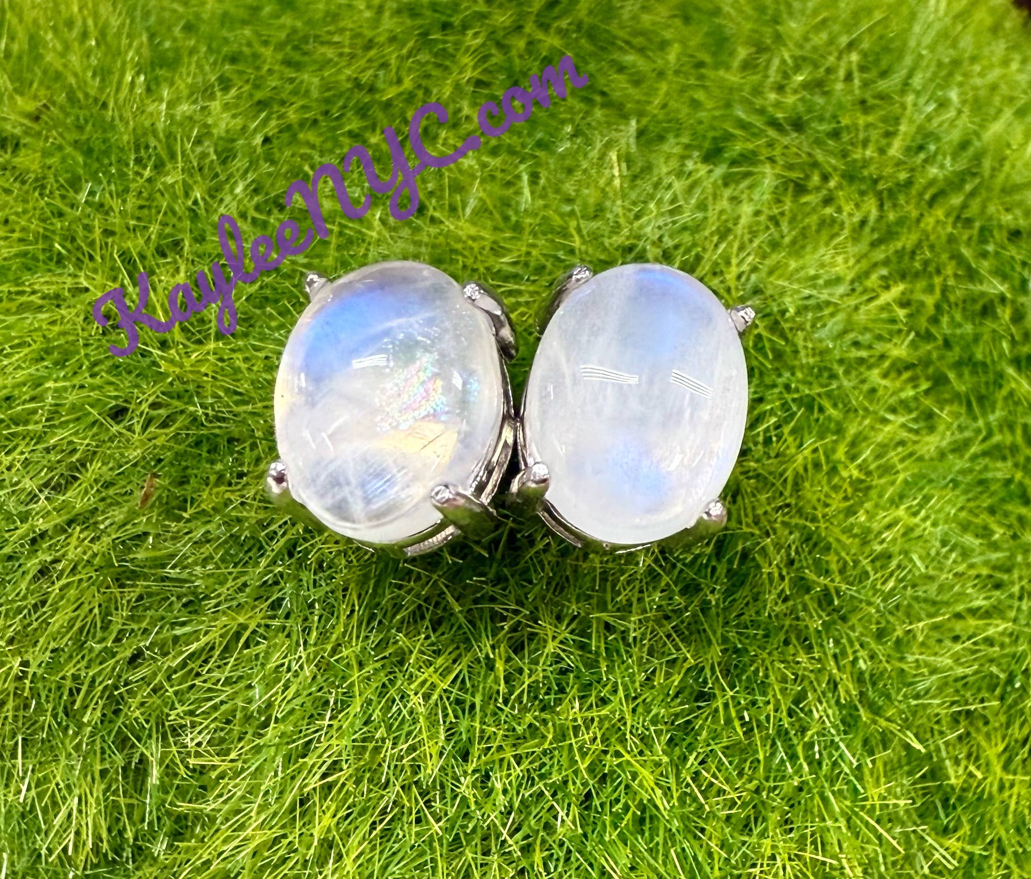 KayleeNYC - Wholesale Stud/Post Earrings - Natural Moonstone sterling Silver(925) Earring Studs2