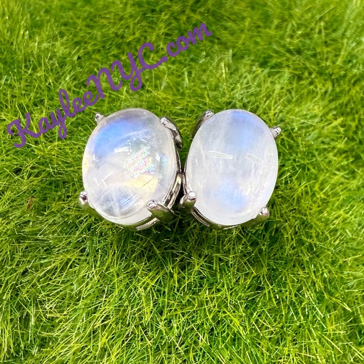 KayleeNYC - Wholesale Stud/Post Earrings - Natural Moonstone sterling Silver(925) Earring Studs2