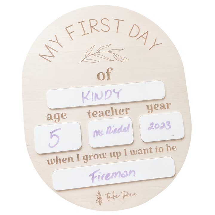 Timber Tinkers - Wholesale Teacher/Back-to-School Card - Oval First Day of School Board1