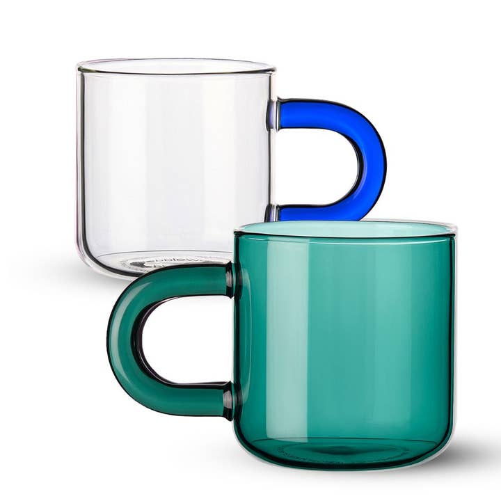 Bobbleware - Wholesale Coffee mug - Chroma Two Tone Glass Mugs - Emerald & Clear Ocean 1