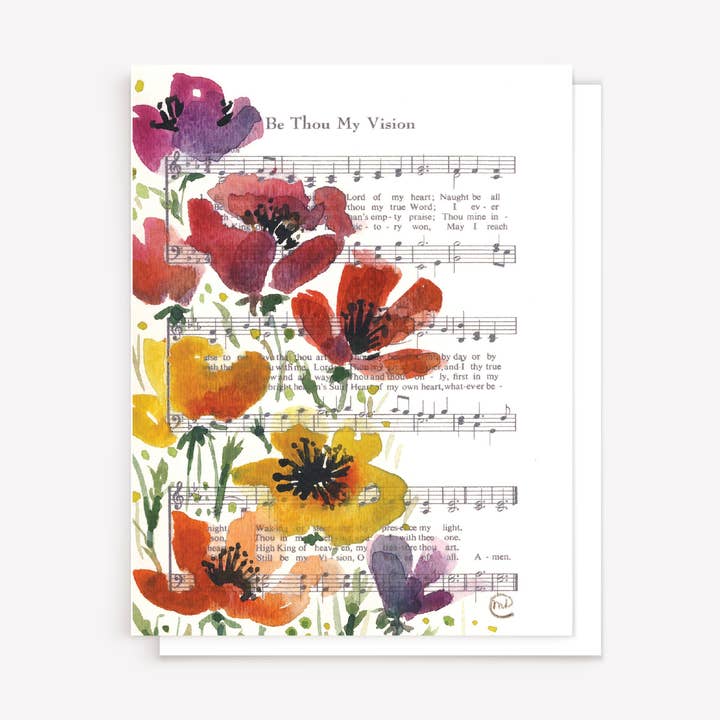 "Be Thou My Vision" Floral Hymn Greeting Card for wholesale by Marydean Draws