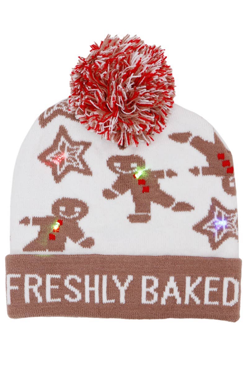 ASSORTED Big Kids Christmas Led Light-up Single Pom Beanie for wholesale on Faire6