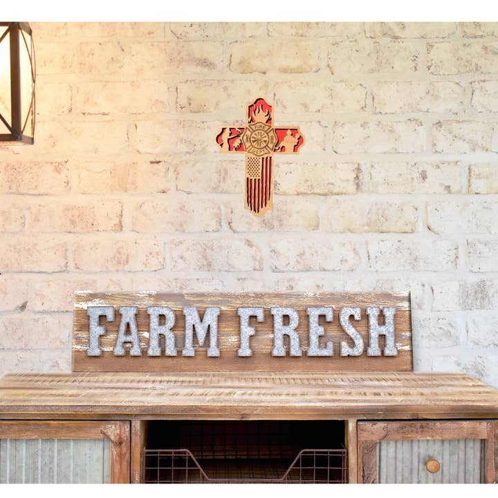 Creations with Hart - Wholesale Wall Cross - Wooden Firefighter Cross3