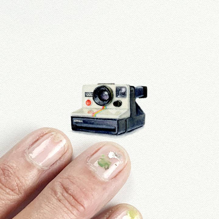 Karen Libecap Tiny Paintings - Wholesale Art Print - Polaroid Camera Vintage Miniature Watercolor Painting Print