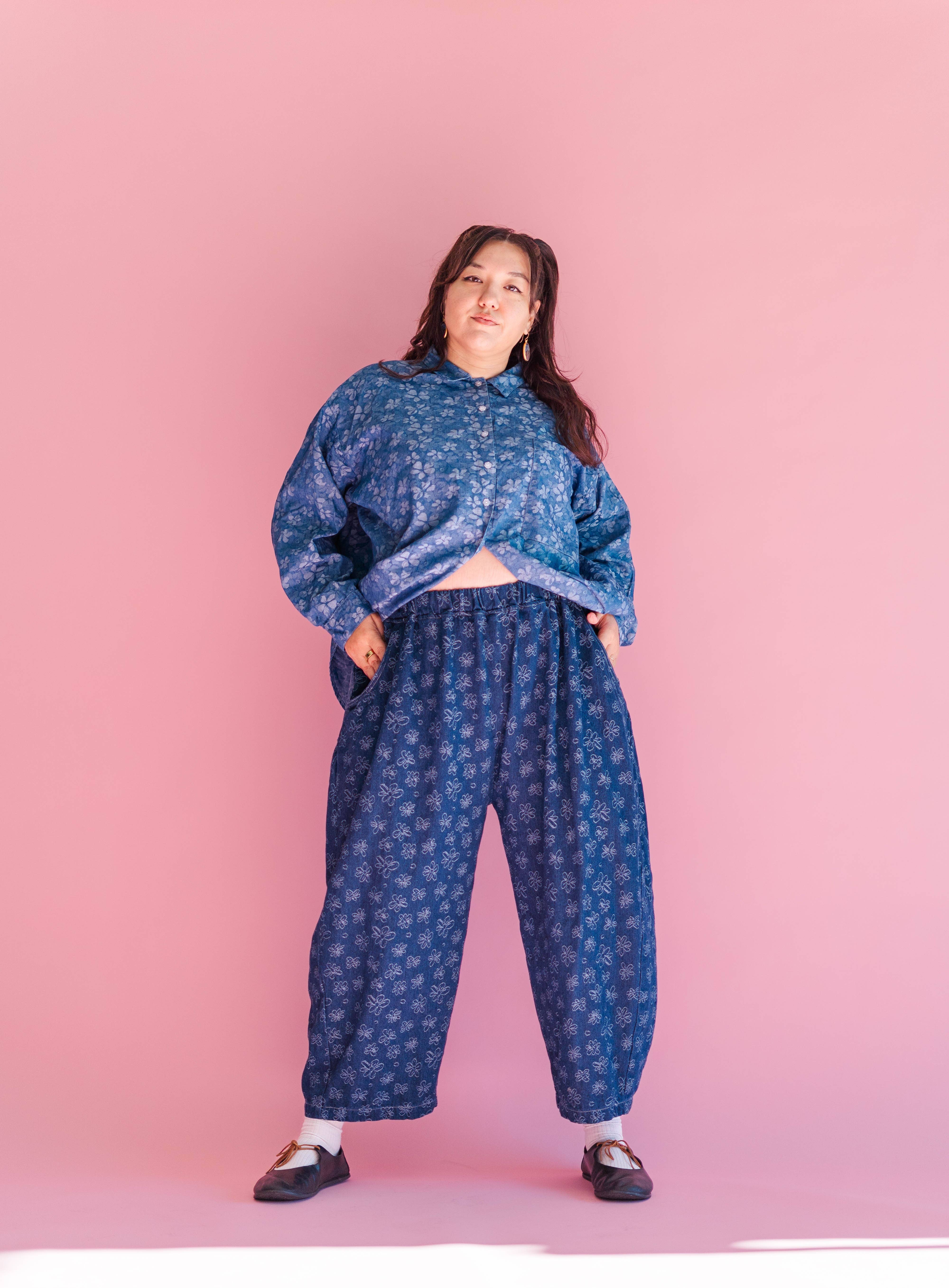 Nettle Studios - Wholesale Pants - Unisex - Size Inclusive Gender Neutral Dark Daisy Denim Balloon Pant13