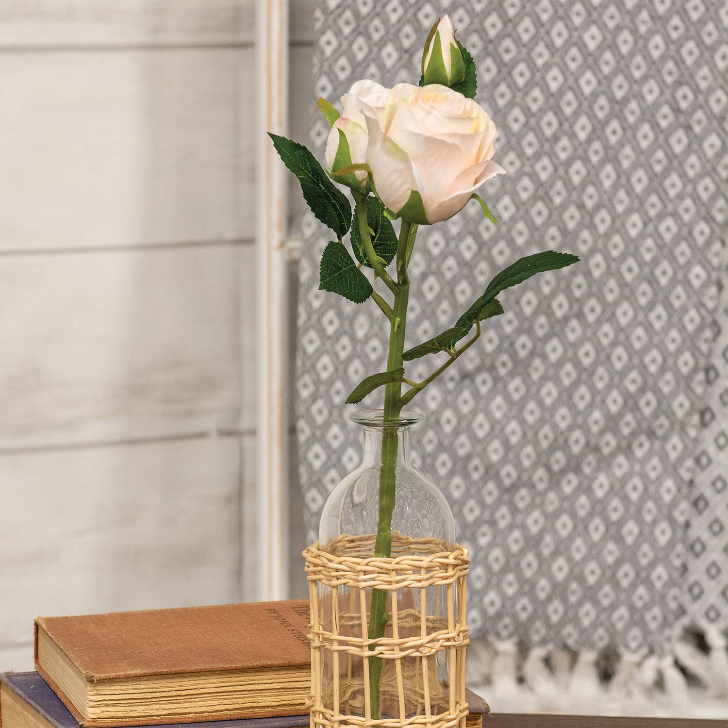 Col House Designs – Flores artificiais por atacado – Pincel Blooming Blush Roses - 17"2