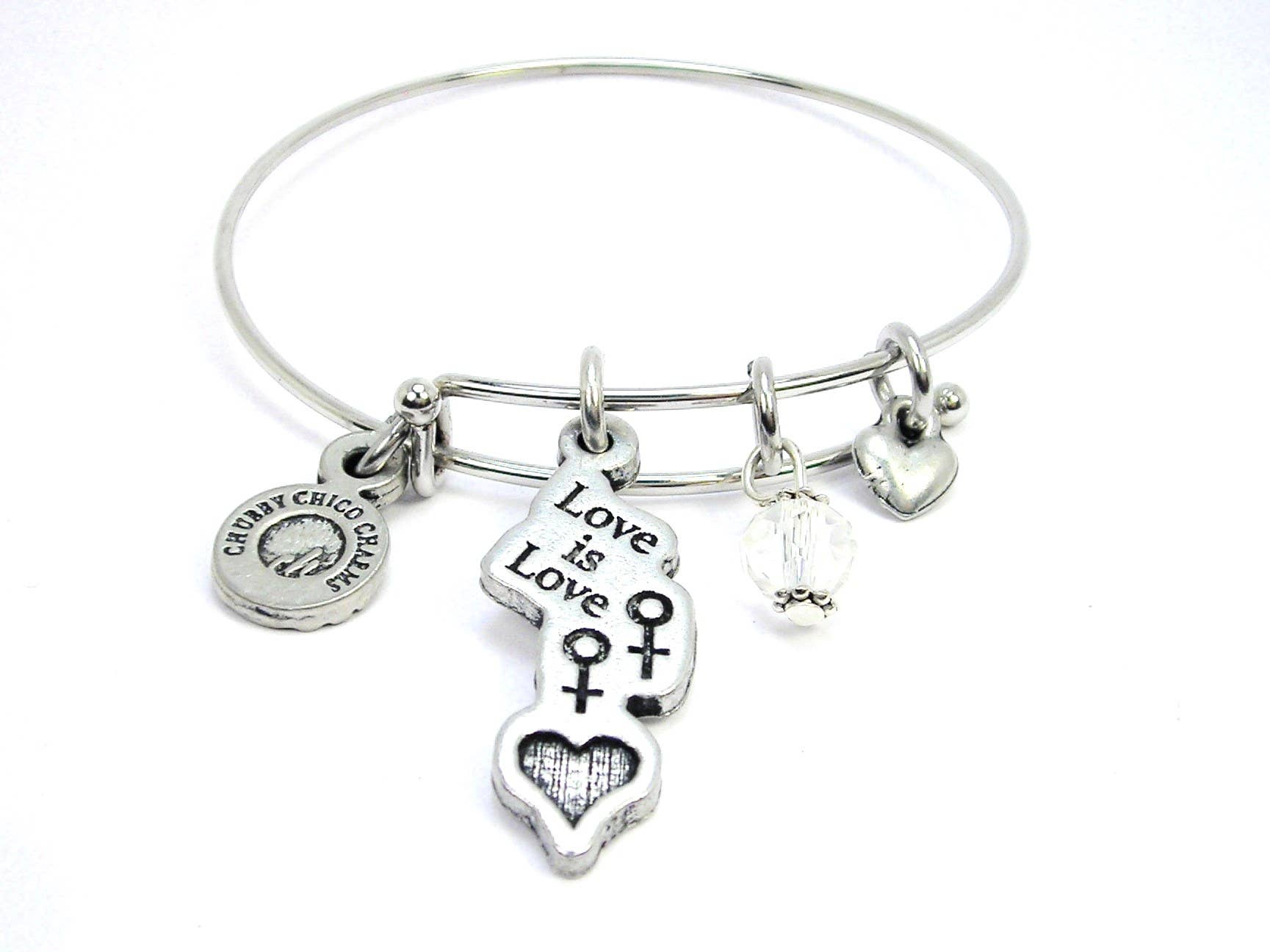 Chubby Chico Charms - Wholesale Charm/Dangle Bracelet - Love is Love stacker Bangle Expandable Bracelet LGBTQ0