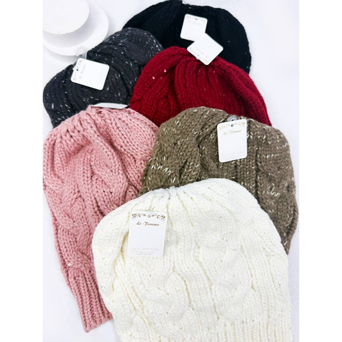 MIX COLOR Messy Bun Ponytail Beanie for wholesale on Faire6