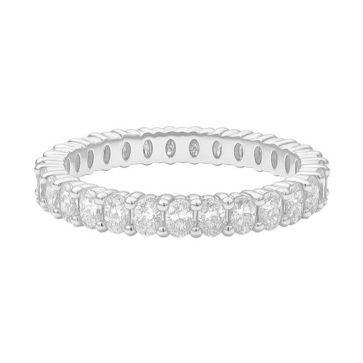 Sterling Silver 3mm Oval Moissanite Eternity Band for wholesale by Atlanta Jewelers Supply